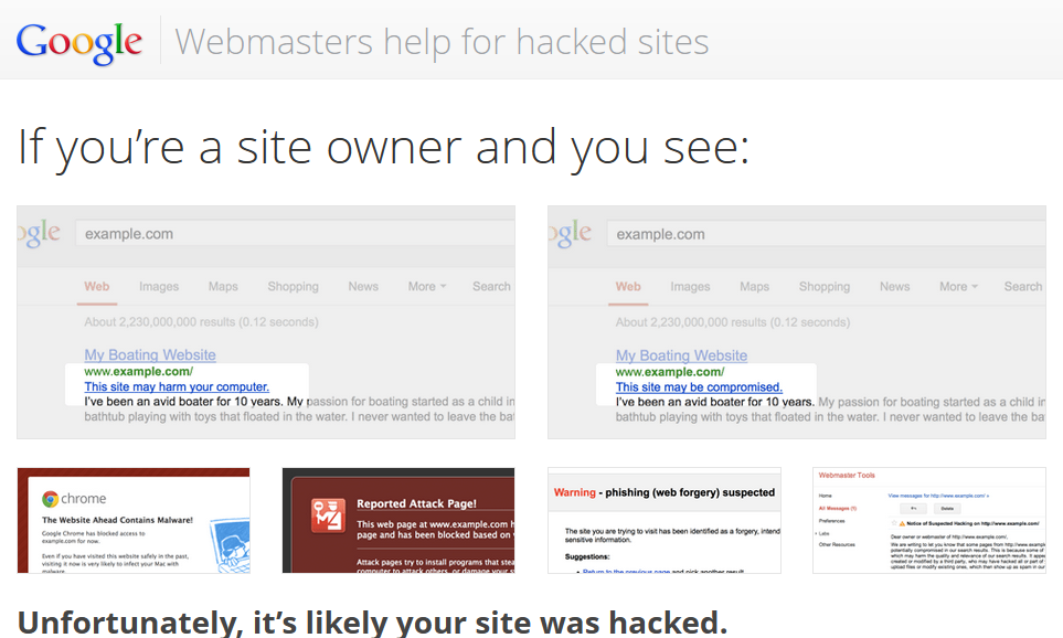 Webmasters help for hacked sites